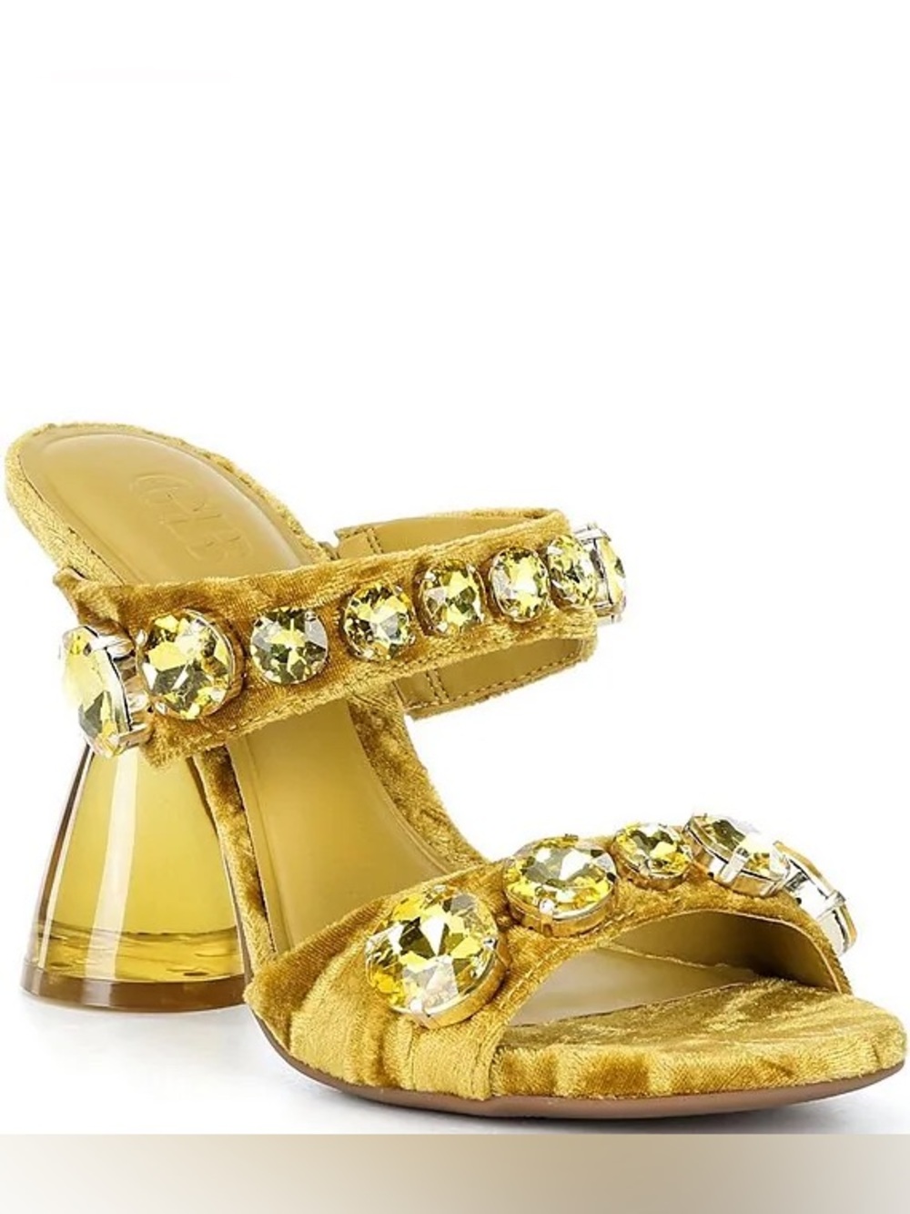 New Gianni Bini News Flash Velvet Jewel Ornament Slide Sandals Green 7